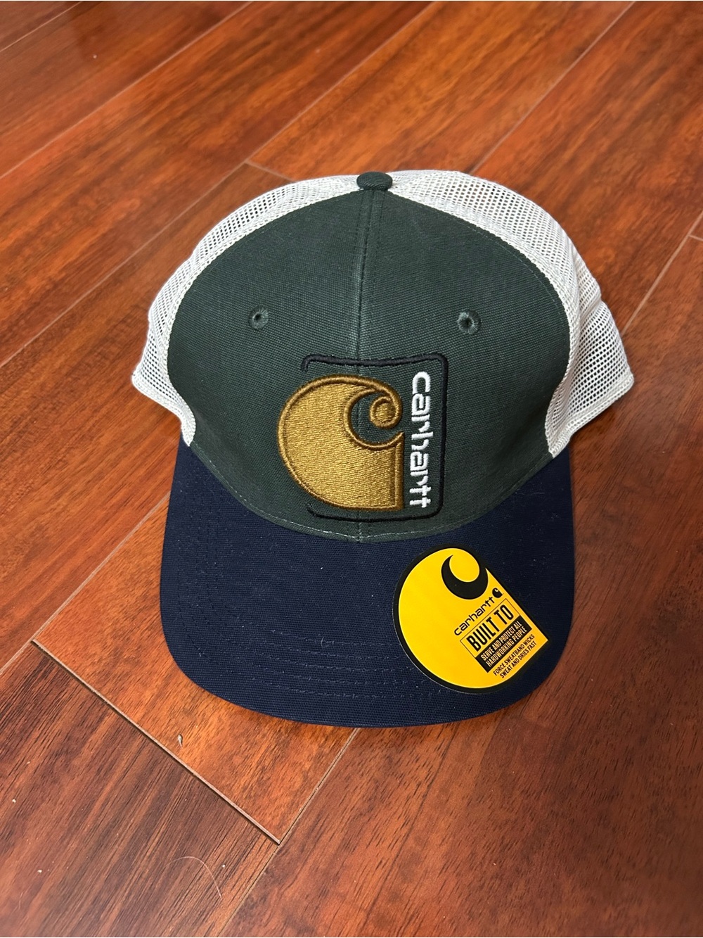 Carhartt Two-Tone Trucker Cap in Green, Navy & White
